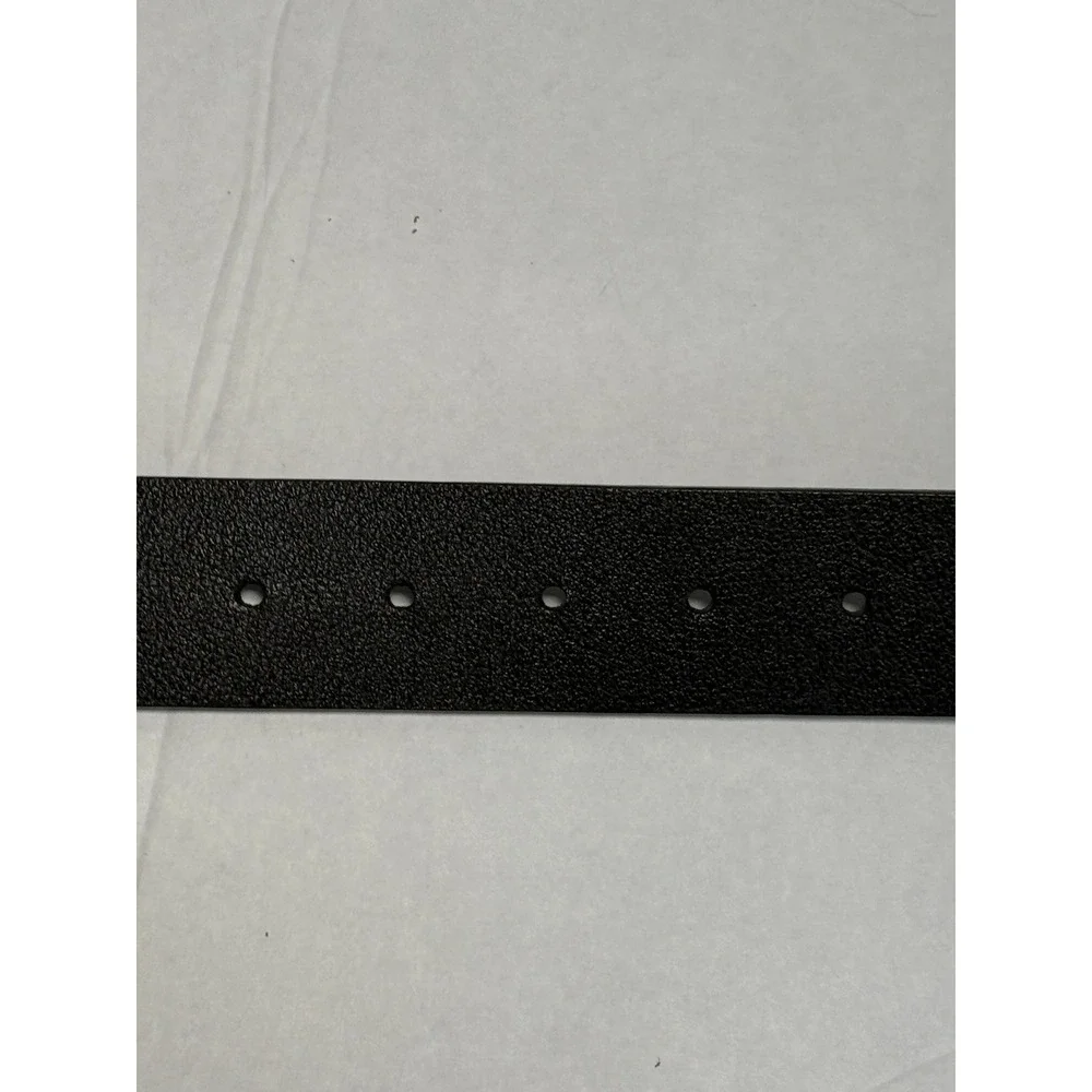 GUESS Black Leather Belt Silver Plaque Buckle Size 38 Grunge Y2K Americana